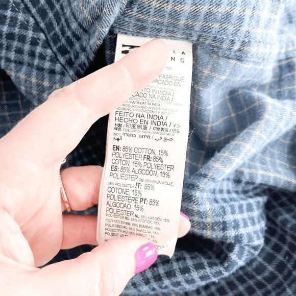 Billabong Men's Slate Blue Coastline Plaid Flannel One Pocket Shirt Size S - Picture 4 of 8